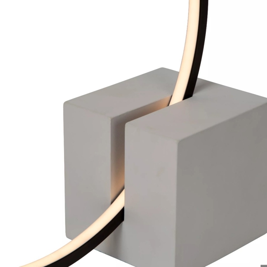 Lampada da tavolo nera design anello con base in cemento led
