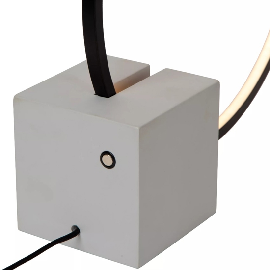 Lampada da tavolo nera design anello con base in cemento led