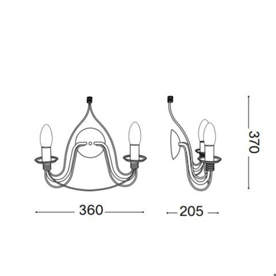 Corte ap2 applique metallo ruggine ideal lux per salotto