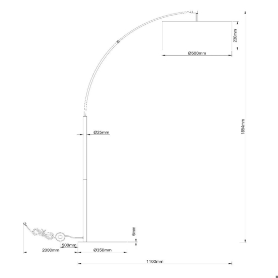 Piantana ad arco nera paralume metallo marrone