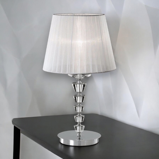 Pegaso tl1 big ideal lux lampada da tavolo contemporanea cristallo paralume organza