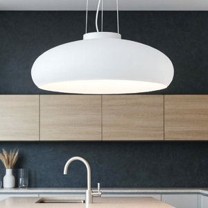 Aria sp1 ideal lux lampadario da cucina moderna cupola vetro bianco schiacciata