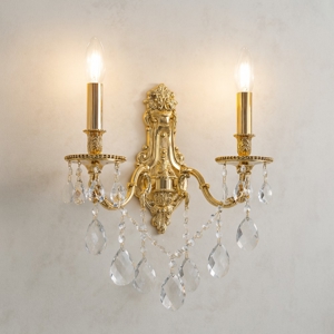 Gioconda ap2  ideal lux applique cristalli oro antico due bracci