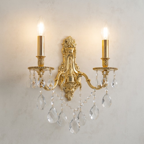 Gioconda ap2  ideal lux applique cristalli oro antico due bracci
