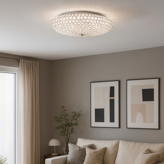 King pl9 plafoniera 53cm per soggiorno cristallo trasparente ideal lux