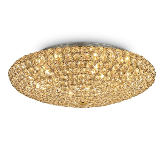 King pl9 plafoniera per camera da letto 53cm cristallo oro ideal lux