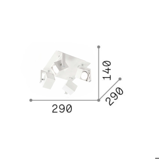 Mouse pl4 lampada da soffitto 4 faretti led orientabili gu10 bianco ideal lux