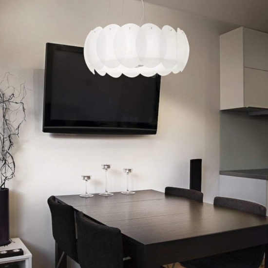 Ovalino sp5 lampadario di vetro satinato ideal lux