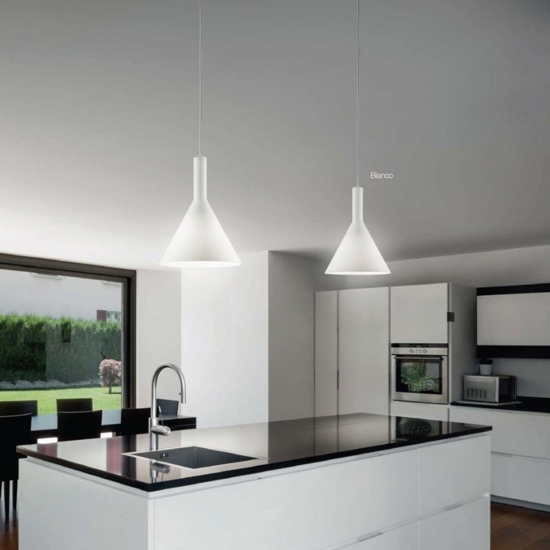 Cocktail sp1 small ideal lux lampada a sospensione per isola vetro bianco forma cono
