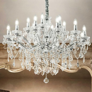 Florian sp18 ideal lux lampadario di cristallo 18 luci per salone