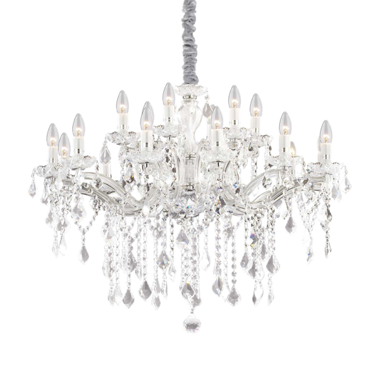 Florian sp18 ideal lux lampadario di cristallo 18 luci per salone