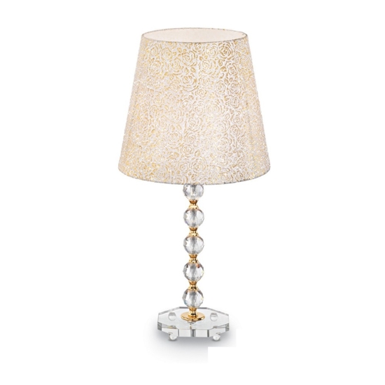 Queen tl1 big lampada da tavolo paralume tessuto glitter oro ideal lux