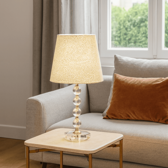 Queen tl1 big lampada da tavolo paralume tessuto glitter oro ideal lux