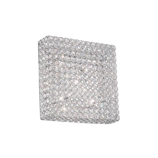 Admiral pl6 ideal lux plafoniera per camera da letto quadrata cromata cristalli trasparenti