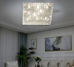 Admiral pl8 grande plafoniera per camera da letto quadrata con cristalli ideal lux