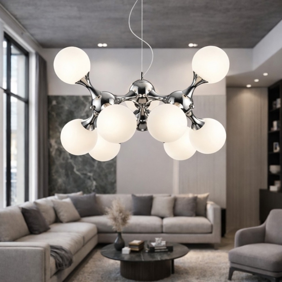 Lampadario particolare nodi sp9 bianco ideal lux design cromo