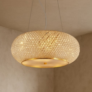 Pasha sp6 ideal lux lampadario finitura dorata e cristalli