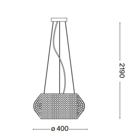 Pasha sp6 ideal lux lampadario finitura dorata e cristalli