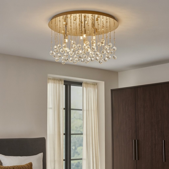 Plafoniera moonlight pl12 oro ideal lux oro lucido vetri cristalli