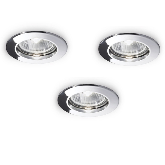 Box 3 faretti da incasso jazz fi ideal lux rotondo cromo per cartongesso