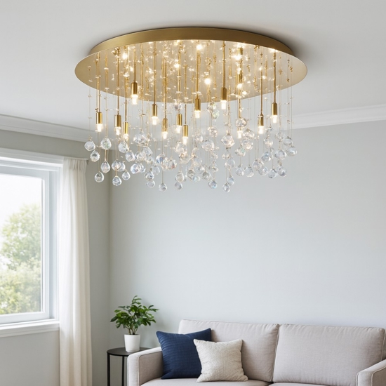 Moonlight pl15 oro ideal lux plafoniera sfere di vetro cristallo molato