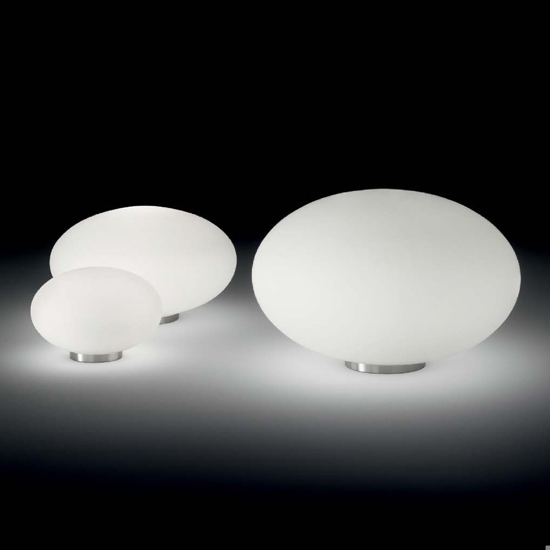 Candy tl1 d25 lampada da comodino sfera di vetro bianca ideal lux