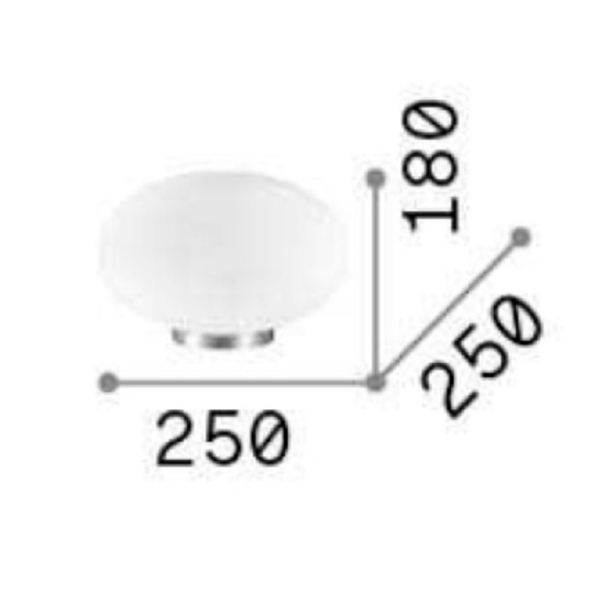 Candy tl1 d25 lampada da comodino sfera di vetro bianca ideal lux