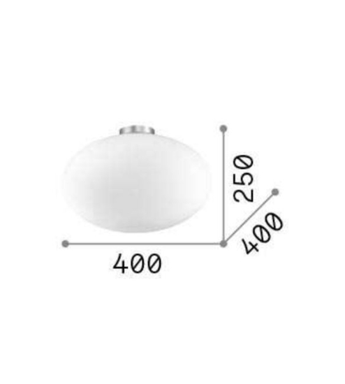 Candy pl1 d40 ideal lux plafoniera camera da letto 40cm sfera vetro bianco