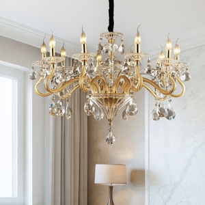 Lampadario di cristallo negresco sp10 ideal lux trasparente e oro