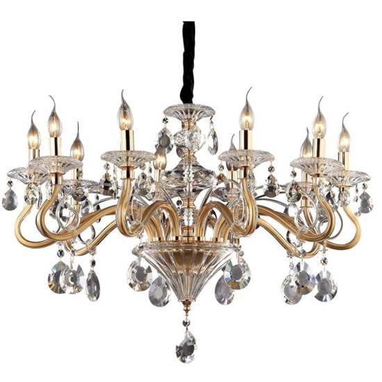 Lampadario di cristallo negresco sp10 ideal lux trasparente e oro