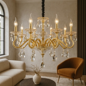 Negresco sp8 ideal lux lampadario di cristallo goccia oro 8 bracci