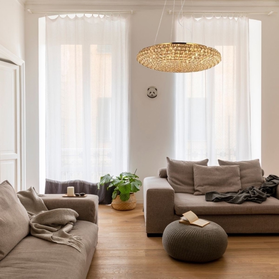 Lampadario contemporaneo di cristallo oro king sp12 ideal lux