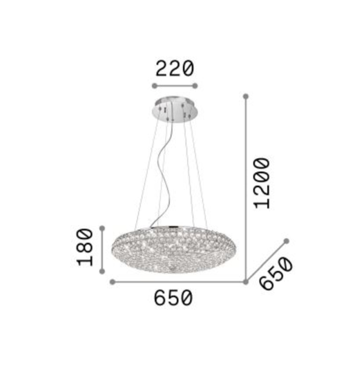 Lampadario contemporaneo di cristallo oro king sp12 ideal lux