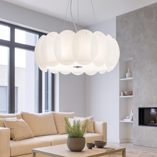 Ovalino sp8 ideal lux lampadario moderno particolare vetri satinati