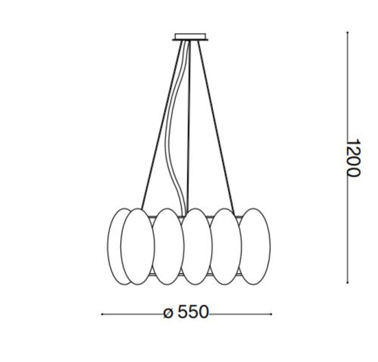 Ovalino sp8 ideal lux lampadario moderno particolare vetri satinati