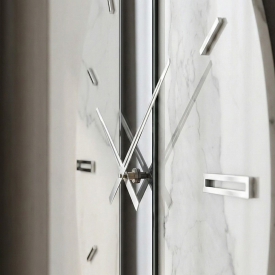 Orologio da parete 60cm kerlite laminato effetto marmo con specchio fume
