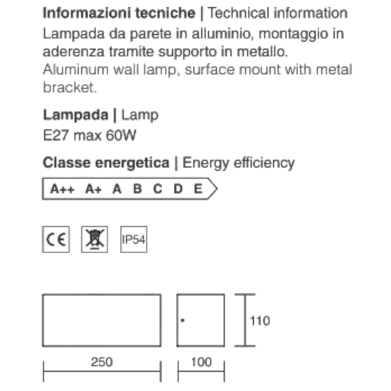 Isyluce applique da esterno moderna bianco rettangolare