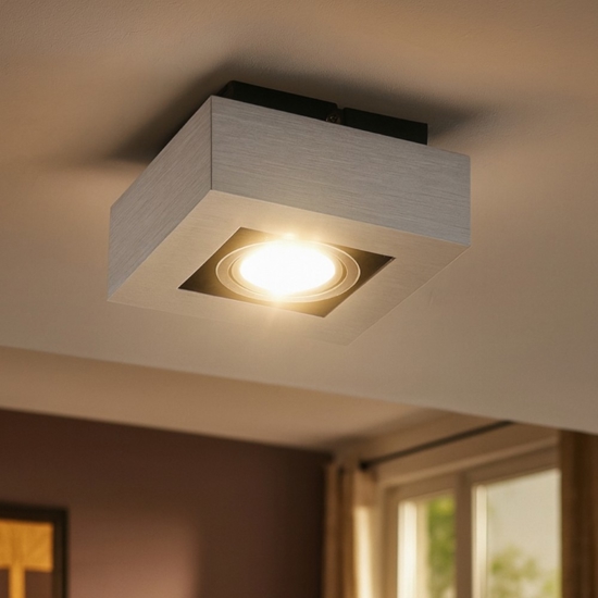 Faretto da soffitto plafone quadrato eglo orientabile nickel fp