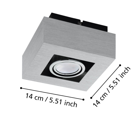 Faretto da soffitto plafone quadrato eglo orientabile nickel fp