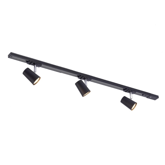 Plafoniera a binario nero 3 spot led orientabili monofase fp