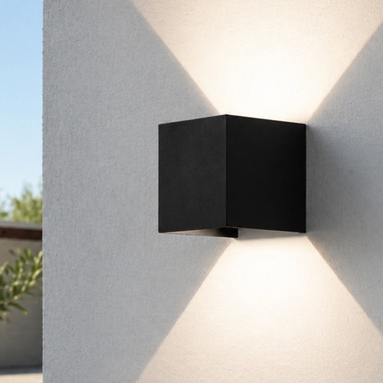 Applique per esterno nero 6w 3000k cubo fasci luce regolabili