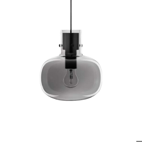 Lampada sospensione sfera in vetro grigio fume