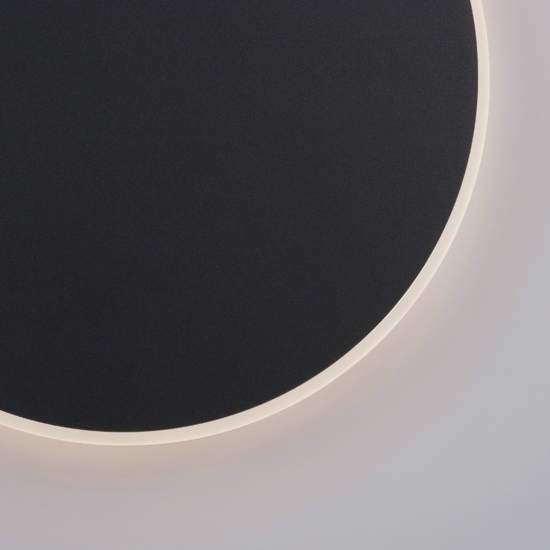 Applique moderna 30cm rotonda disco nero led 20w 3000k