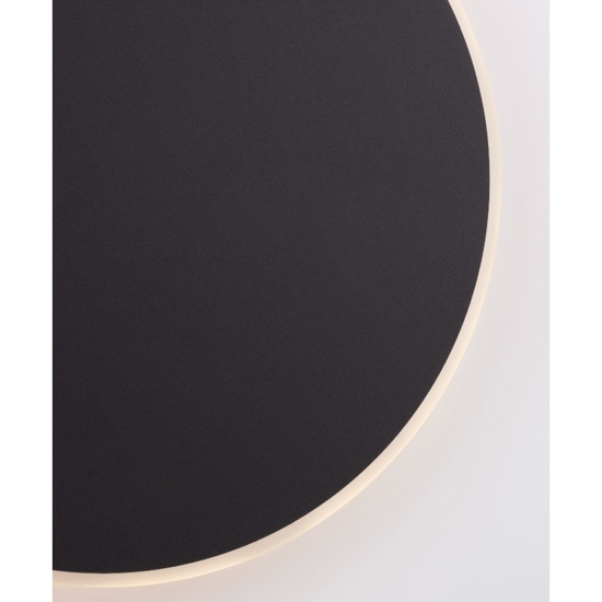 Applique moderna 30cm rotonda disco nero led 20w 3000k