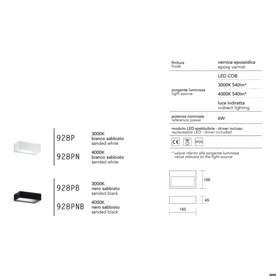 Isyluce applique bianco led 6w 4000k rettangolare moderna