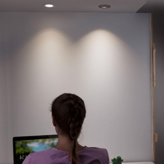 Faretto da incasso a soffitto metallo bianco rotondo orientabile