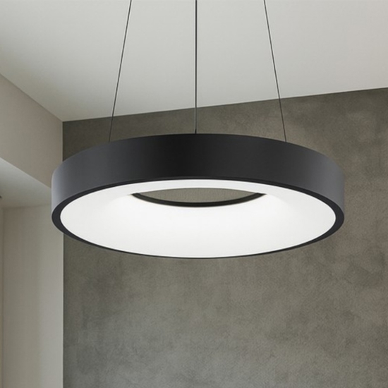Lampadario anello 38 cm nero dimmerabile 3000k led 30w