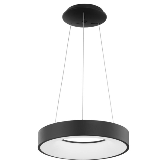 Lampadario anello 38 cm nero dimmerabile 3000k led 30w