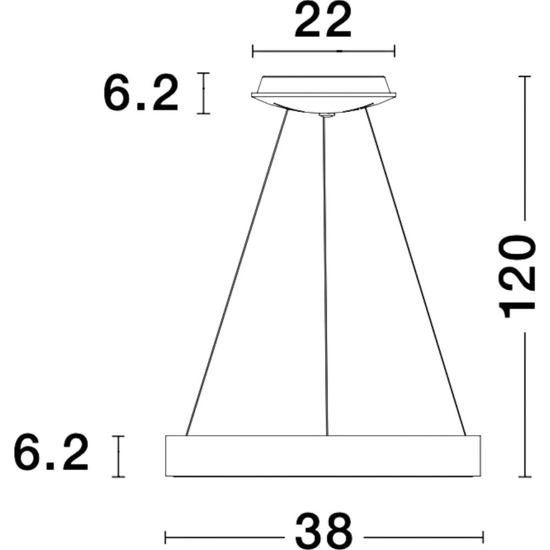 Lampadario anello 38 cm nero dimmerabile 3000k led 30w