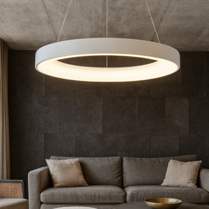 Lampadario anello bianco 60cm led 50w 4000k dimmerabile per soggiorno